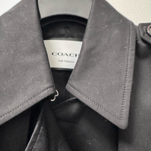Coach Black Trench Coat with Classic Collar - Picture 2 of 7